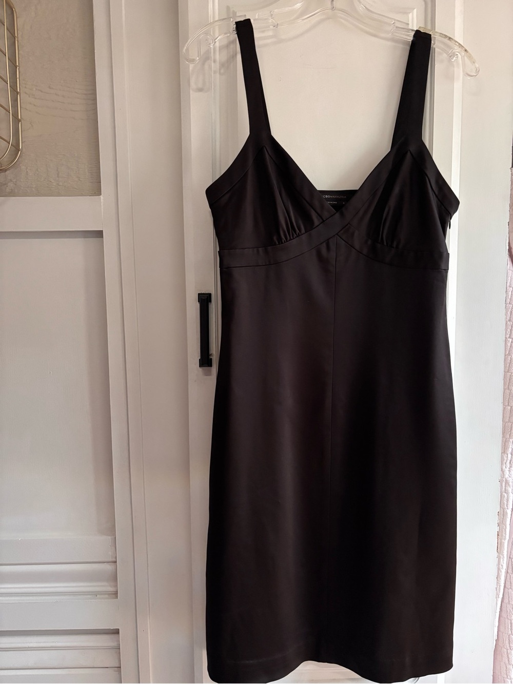 BCBGMaxAzria Black Slip Dress with V-Neck Straps